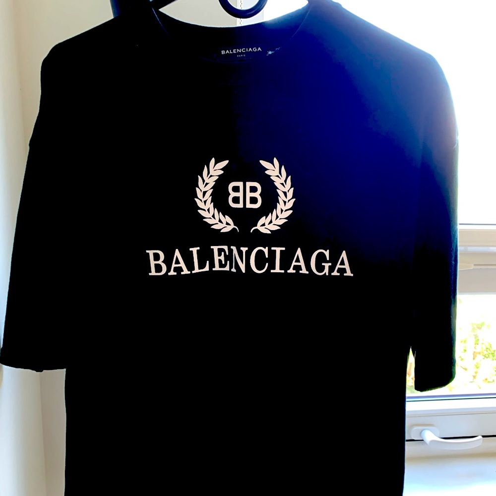 Balenciaga Double BB Logo Short Sleeve Black T Shirt